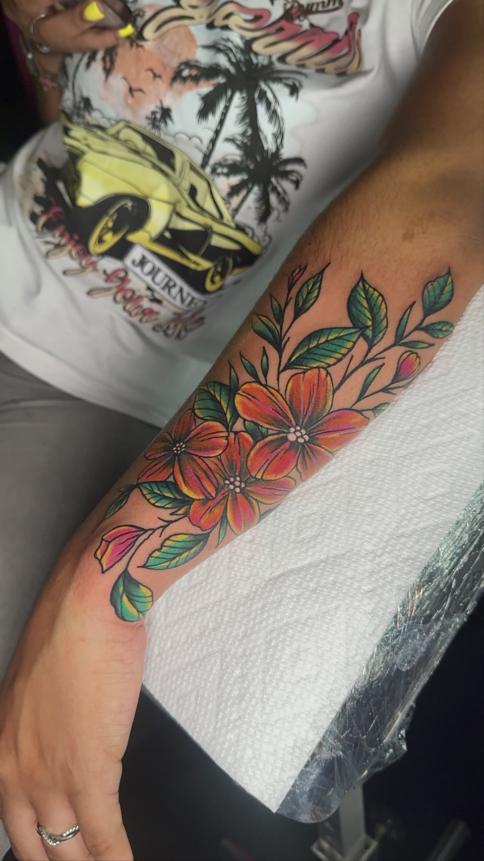 After: floral cover-up tattoo