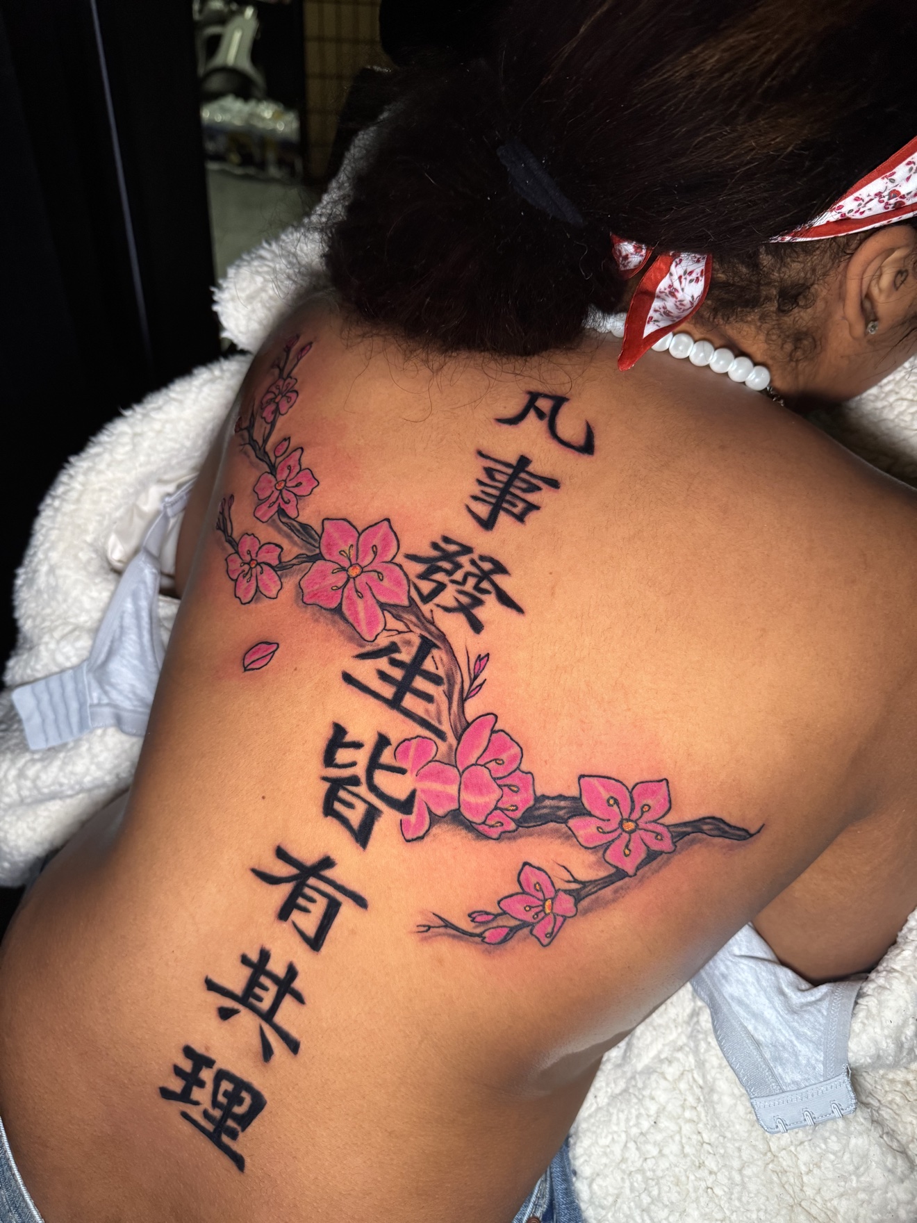 Cherry blossom back tattoo
